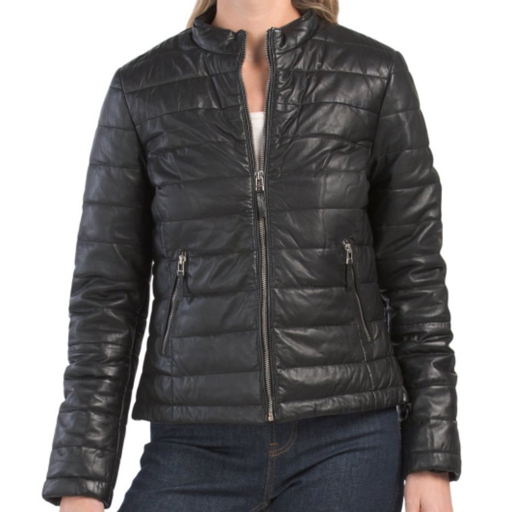 Black Lightweight Quilted Leather Jacket from BOD & CHRISTENSEN